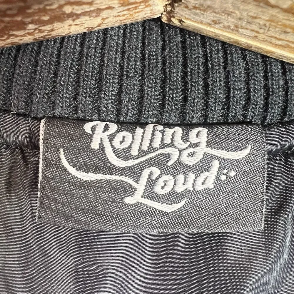 ROLLING LOUD LOUDTECH BOMBER JACKET LA 2021 COACHES JACKET MENS BLACK SIZE L